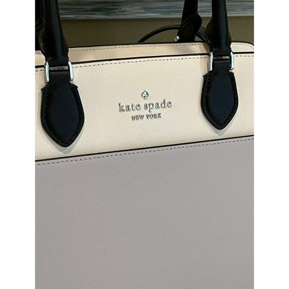 KATE SPADE MADISON MEDIUM SATCHEL SHOULDER BAG TOTE GREY COLORBLOCK LEATHER - Picture 8 of 10